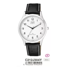   Q&Q férfi szíjas karóra,quartz,ezüst színű tok, C212J304Y