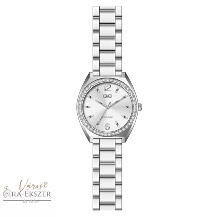 Q&Q női karóra, quartz, ezüst színű fémtok, ezüst színű fémcsat, ezüst színű számlap, Q91B-001PY