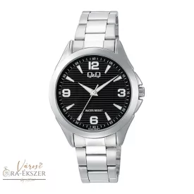   Q&Q férfi karóra, quartz, ezüst színű fémtok, ezüst színű nemesacél csat, fekete számlap, C04A-039PY