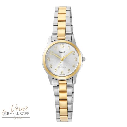 Q&Q női karóra, quartz, bicolor színű fémtok, fehér színű arab számos számlap, bicolor színű acél karcsat, C56A-003PY