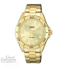   Q&Q férfi karóra, arany színű fémtok, arany színű foszforeszkálós számlap, arany színű fémcsat Q07A-003PY