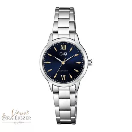Q&Q női karóra, ezüst színű fémtok, kék színű számlap, ezüst színű fémcsat Q11A-002PY