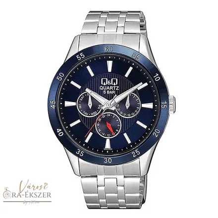 Q&Q férfi karóra 4219-4 , quartz, ezüst színű tok, ezüst színű karcsat, kék számlap CE02J422Y