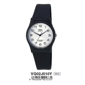   Q&Q unisex karóra, quartz, fekete színű műanyag tok, fekete színű műanyag szíj, fehér/szürke számlap, műanyag hátlap, VQ02J010Y