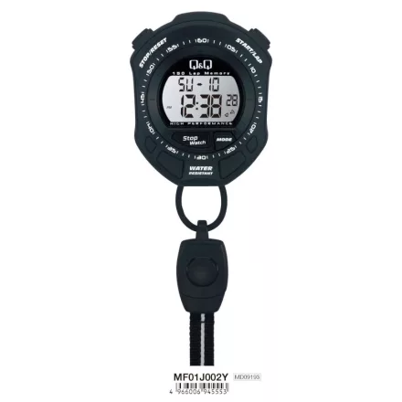Q&Q stopperóra, LCD, 150 részidős, fekete színű műanyag tok, MF01J002Y