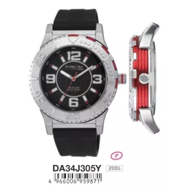   Q&Q szilikon szíjas férfi karóra, quartz, ezüst-bordó színű tok, DA34J305Y