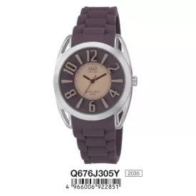   Q&Q szilikon szíjas karóra, quartz szerkezet, ezüst színű tok, Q676J305Y