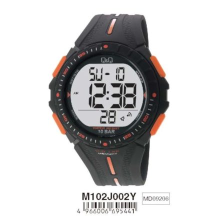 Q&Q férfi műanyag karóra, quartz/LCD, fekete színű, M102J002Y