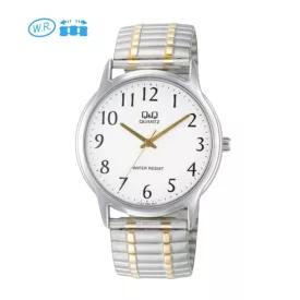   Q&Q férfi karóra, quartz, ezüst színű fémtok, bicolor színű rugóscsatos acél karcsat, arab számos fehér számlap, VY24J404Y 