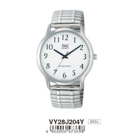   Q&Q férfi karóra, quartz, ezüst színű fémtok, ezüst színű acél rugóscsat, fehér arab számos számlap, VY28J204Y