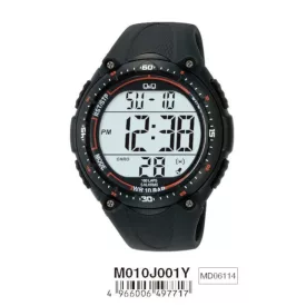   Q&Q férfi műanyag karóra, quartz, fekete színű, M010J001Y