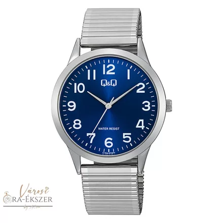 Q&Q férfi karóra, quartz, ezüst színű fémtok, ezüst színű rugóscsat, kék számlap C10A-073PY