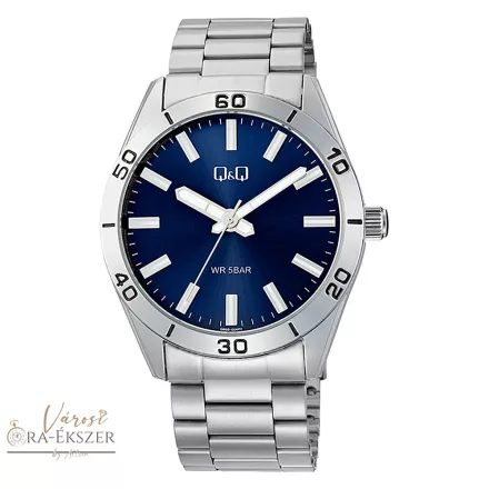 Q&Q férfi karóra, quartz, ezüst színű fémtok, ezüst színű acél csat, kék számlap Q86B-004PY