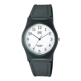   Q&Q férfi műanyag karóra, quartz, fekete színű tok és szíj, fehér számlap, VP34J002Y
