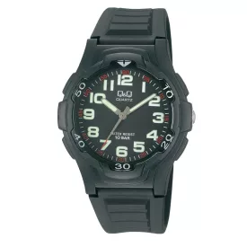   Q&Q férfi karóra, quartz, fekete színű műanyag tok, fekete színű számlap, fekete színű műanyag szíj, műanyag hátlap, VP84J002Y