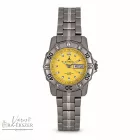ASTRON 5015-9 női karóra, szürke színű titánium tok, titánium csat, sárga számlap, keményített ásványüveg, quartz szerkezet, 100 m (10 ATM) vízállóság