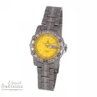 ASTRON 5015-9 női karóra, szürke színű titánium tok, titánium csat, sárga számlap, keményített ásványüveg, quartz szerkezet, 100 m (10 ATM) vízállóság