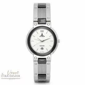   ASTRON 5020-7 férfi karóra, ezüst színű kerámia tok, ezüst színű kerámia csat, fehér számlap, keményített ásványüveg, quartz szerkezet, cseppmentes vízállóság