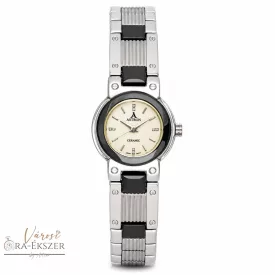   ASTRON 5021-7 női karóra, ezüst színű kerámia tok, ezüst színű kerámia csat, fehér számlap, keményített ásványüveg, quartz szerkezet, cseppmentes vízállóság