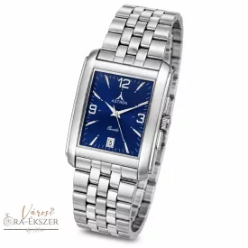   ASTRON 5029-2 férfi karóra, ezüst színű szögletes nemesacél tok, ezüst színű nemesacél csat, kék számlap, keményített ásványüveg, quartz szerkezet, cseppmentes vízállóság