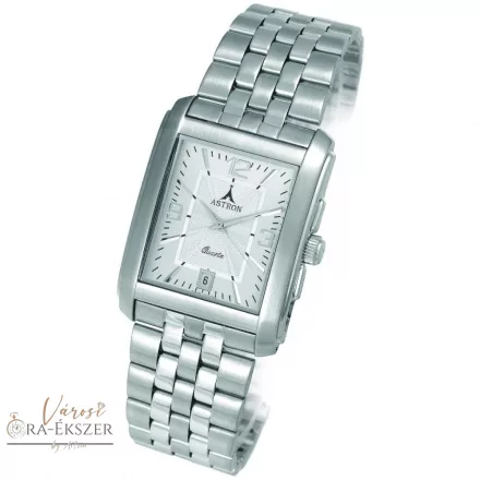 ASTRON 5029-7 férfi karóra, ezüst színű nemesacél tok, ezüst színű nemesacél csat, fehér számlap, keményített ásványüveg, quartz szerkezet, cseppmentes vízállóság
