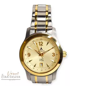   ASTRON 5041-9 elegáns férfi karóra, bicolor nemesacél tok és csat, arany színű számlap, keményített ásványüveg, quartz szerkezet, 50m vízállóság