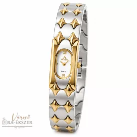   ASTRON 5047-9 női karóra, bicolor színű nemesacél tok, bicolor nemesacél csat, fehér számlap, keményített ásványüveg, quartz szerkezet, cseppmentes vízállóság