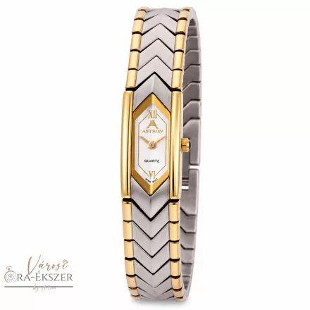 ASTRON 5053-9 női karóra, bicolor színű nemesacél tok, bicolor nemesacél csat, fehér számlap, keményített ásványüveg, svájci szerkezet, quartz szerkezet, cseppmentes vízállóság