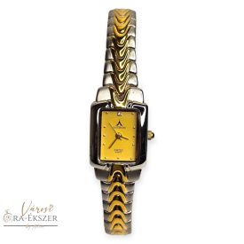  ASTRON 5072-9 női karóra, ezüst színű fém tok, bicolor fémcsat, sárga számlap, keményített ásványüveg, quartz szerkezet, cseppmentes vízállóság
