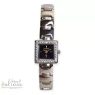 ASTRON 5113-1 női karóra, gyémánt köves ezüst színű fém tok, ezüst színű fémcsat, fekete számlap, keményített ásványüveg, quartz szerkezet, cseppmentes vízállóság