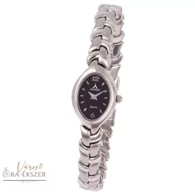  ASTRON 5121-1 női karóra, ezüst színű fém tok, ezüst színű fémcsat, fekete számlap, keményített ásványüveg, quartz szerkezet, cseppmentes vízállóság