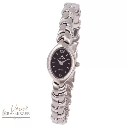 ASTRON 5121-1 női karóra, ezüst színű fém tok, ezüst színű fémcsat, fekete számlap, keményített ásványüveg, quartz szerkezet, cseppmentes vízállóság