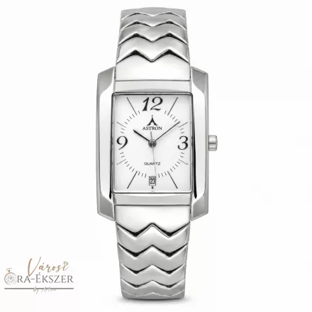 ASTRON 5134-7 férfi karóra, ezüst színű nemesacél tok, ezüst színű fémcsat, fehér számlap, keményített ásványüveg, quartz szerkezet, cseppmentes vízállóság