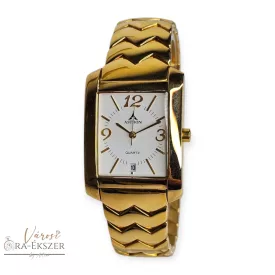   ASTRON 5136-7 férfi karóra, arany színű nemesacél tok és csat, fehér számlap, keményített ásványüveg, quartz szerkezet, cseppmentes vízállóság