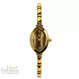  ASTRON 5140-9 női karóra, arany színű fém tok, arany színű fémcsat, bronz színű számlap, keményített ásványüveg, quartz szerkezet, cseppmentes vízállóság