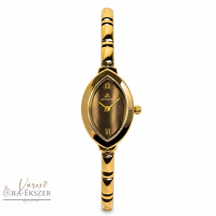 ASTRON 5140-9 női karóra, arany színű fém tok, arany színű fémcsat, bronz színű számlap, keményített ásványüveg, quartz szerkezet, cseppmentes vízállóság
