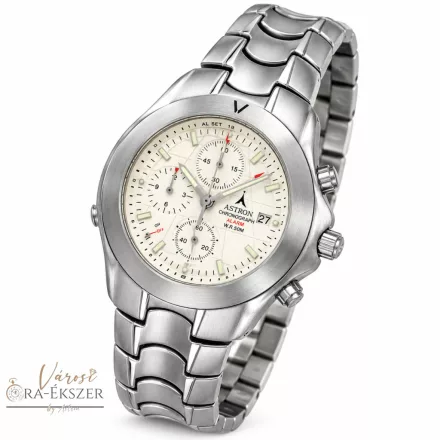 ASTRON 5148-7 férfi karóra, ezüst színű nemesacél tok, ezüst színű nemesacél csat, fehér számlap, keményített ásványüveg, quartz szerkezet, 50 m (5 ATM) vízállóság