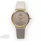ASTRON 5152-8-1 divatos női karóra, arany színű nemesacél tok, szürke bőrszíj, szürke színű számlap, keményített ásványüveg, quartz svájci  szerkezet