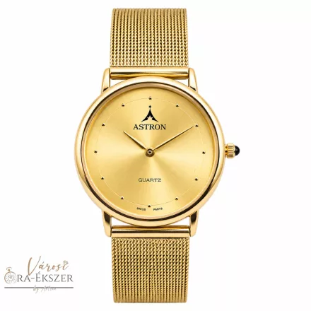 ASTRON 5152-9 elegáns női karóra, arany színű nemesacél tok, arany színű nemesacél csat, arany színű számlap, keményített ásványüveg, svájci quartz szerkezet, cseppmentes vízállóság         