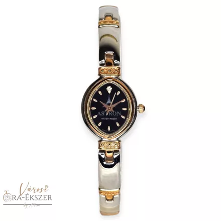 ASTRON 5161-1 női karóra, bicolor színű nemesacél tok, bicolor nemesacél csat, fekete színű számlap, keményített ásványüveg, svájci szerkezet, quartz szerkezet, cseppmentes vízállóság