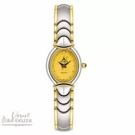   ASTRON 5170-9 női karóra, bicolor színű nemesacél tok, bicolor nemesacél csat, arany színű számlap, keményített ásványüveg, svájci szerkezet, quartz szerkezet, cseppmentes vízállóság