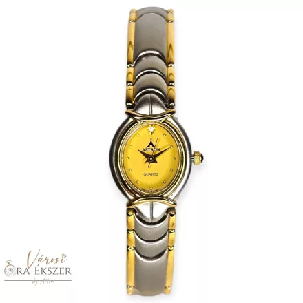 ASTRON 5170-9 női karóra, bicolor színű nemesacél tok, bicolor nemesacél csat, arany színű számlap, keményített ásványüveg, svájci szerkezet, quartz szerkezet, cseppmentes vízállóság