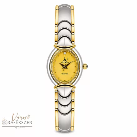 ASTRON 5170-9 női karóra, bicolor színű nemesacél tok, bicolor nemesacél csat, arany színű számlap, keményített ásványüveg, svájci szerkezet, quartz szerkezet, cseppmentes vízállóság