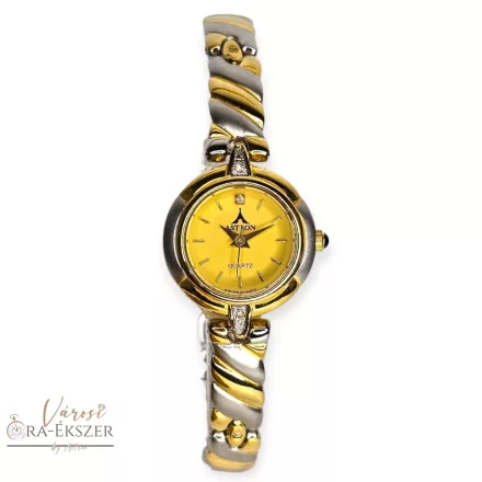 ASTRON 5175-9 női karóra, bicolor színű nemesacél tok, bicolor nemesacél csat, arany színű számlap, keményített ásványüveg, svájci szerkezet, quartz szerkezet, cseppmentes vízállóság