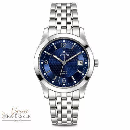 ASTRON 5231-2 férfi karóra, ezüst színű nemesacél tok, ezüst színű nemesacél csat, kék színű számlap, keményített ásványüveg, quartz szerkezet, 50 m (5 ATM) vízállóság, dátumkijelzés