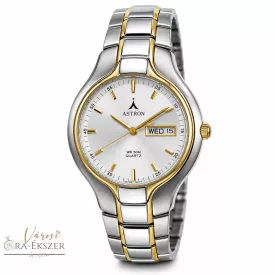   ASTRON 5236-7 férfi karóra, bicolor színű nemesacél tok és nemesacél csat, ezüst színű számlap, keményített ásványüveg, quartz szerkezet, 50 m (5 ATM) vízállóság, dátumkijelzés