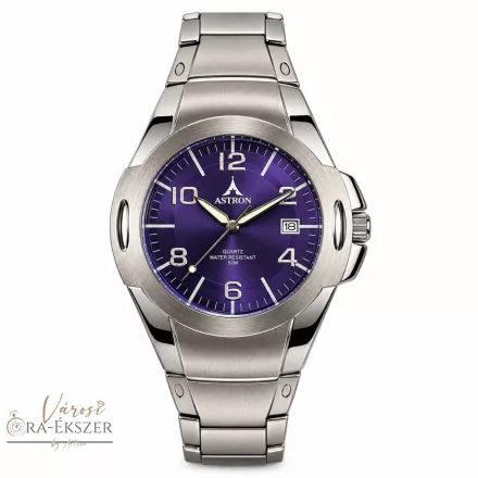 ASTRON 5268-2 férfi karóra, ezüst színű nemesacél tok, ezüst színű nemesacél csat, kék színű számlap, keményített ásványüveg, quartz szerkezet, 50 m (5 ATM) vízállóság, dátumkijelzés
