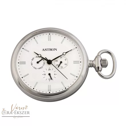 Ezüst színű Astron férfi zsebóra – quartz, fehér számlap, dátumkijelzéssel (5397-0) | elegáns ajándék