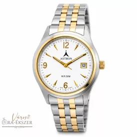   ASTRON 5412-8 férfi karóra, bicolor színű nemesacél tok és nemesacél csat, ezüst színű számlap, keményített ásványüveg, quartz szerkezet, 50 m (5 ATM) vízállóság, dátumkijelzés