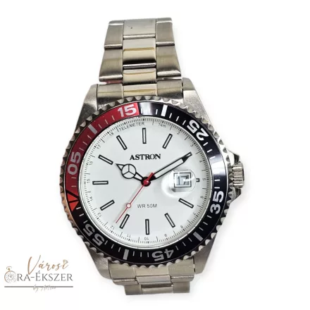 ASTRON 5559-7 sportos férfi karóra, ezüst színű nemesacél tok, ezüst színű nemesacél csat, fehér színű számlap, keményített ásványüveg, quartz szerkezet, 50 m (5 ATM) vízállóság